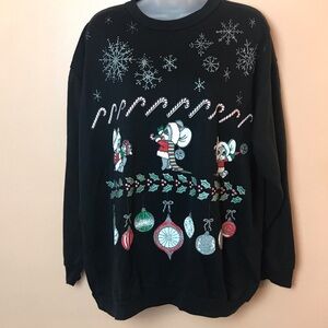 Tee Dee’s Mouse Sparkle Christmas Sweatshirt Women M Vintage USA
